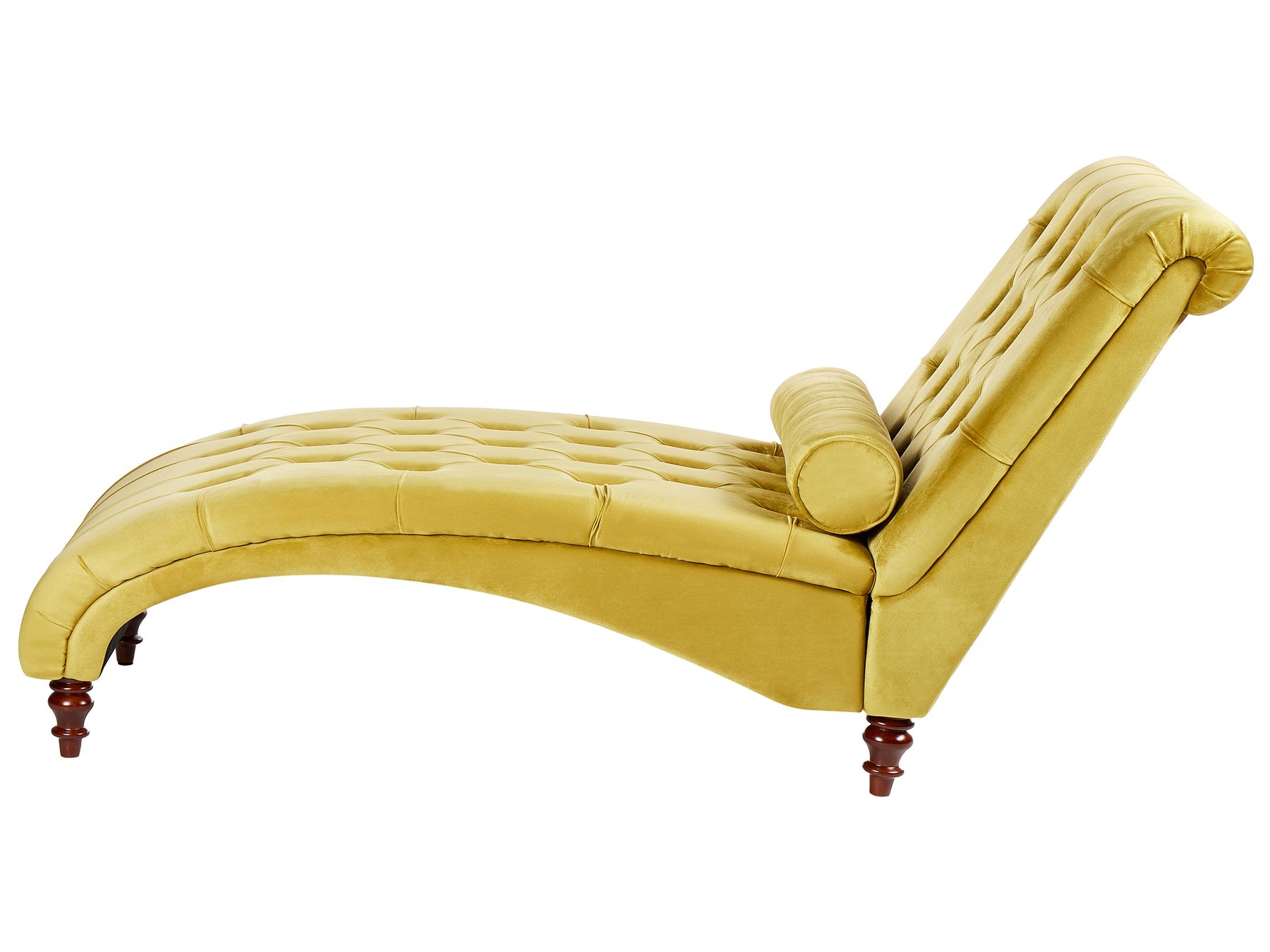 Velvet Chaise Lounge Mustard MURET Beliani.co.uk
