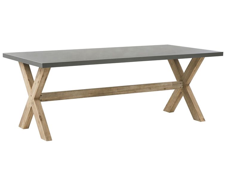 Table de jardin en fibre-ciment gris et bois 200 x 100 cm OLBIA_771276