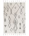 Teppich Baumwolle weiß / schwarz 140 x 200 cm Kurzflor KEBIR_830867