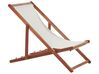 Set of 2 Acacia Folding Deck Chairs and 2 Replacement Fabrics Dark Wood with Off-White / Oranges Pattern ANZIO_819824