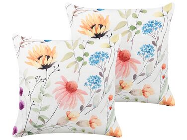 Set of 2 Outdoor Cushions Floral Pattern 45 x 45 cm Multicolour MONESI