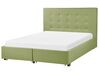 Fabric EU Double Size Bed with Storage Green LA ROCHELLE_832956