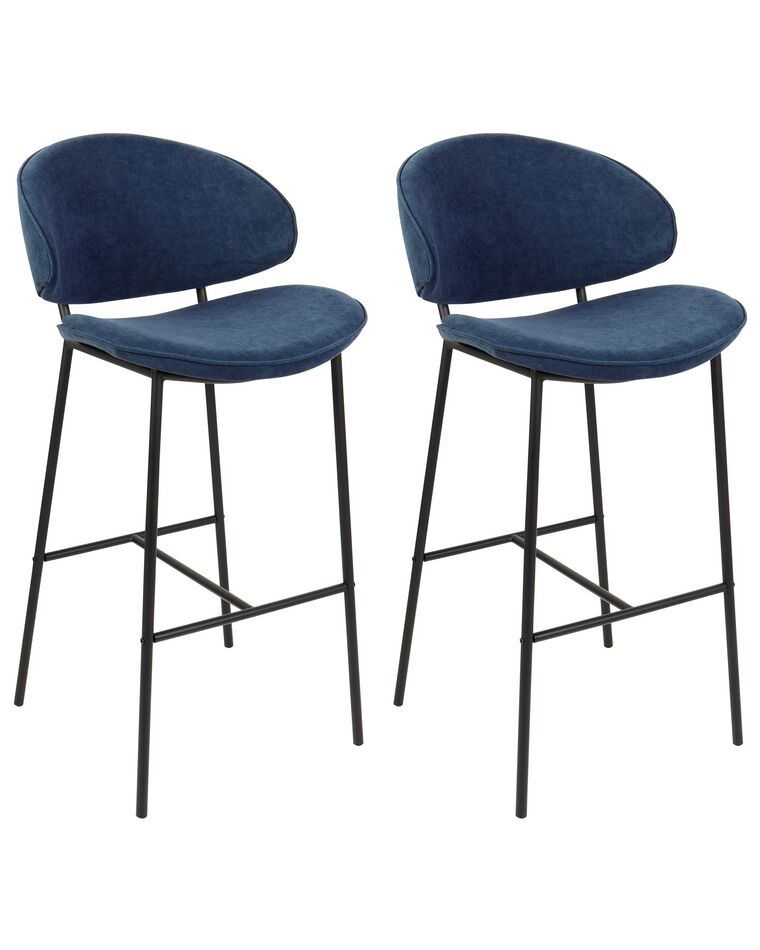 Conjunto de 2 sillas de bar de tela azul marino KIANA_908138