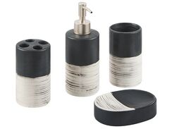 Kylpyhuonesetti 4 osaa keraaminen musta/beige CORO Kylpyhuonesetti 4 osaa keraaminen musta/beige CORO