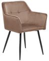Conjunto de 2 sillas de comedor de terciopelo marrón/negro JASMIN_859449