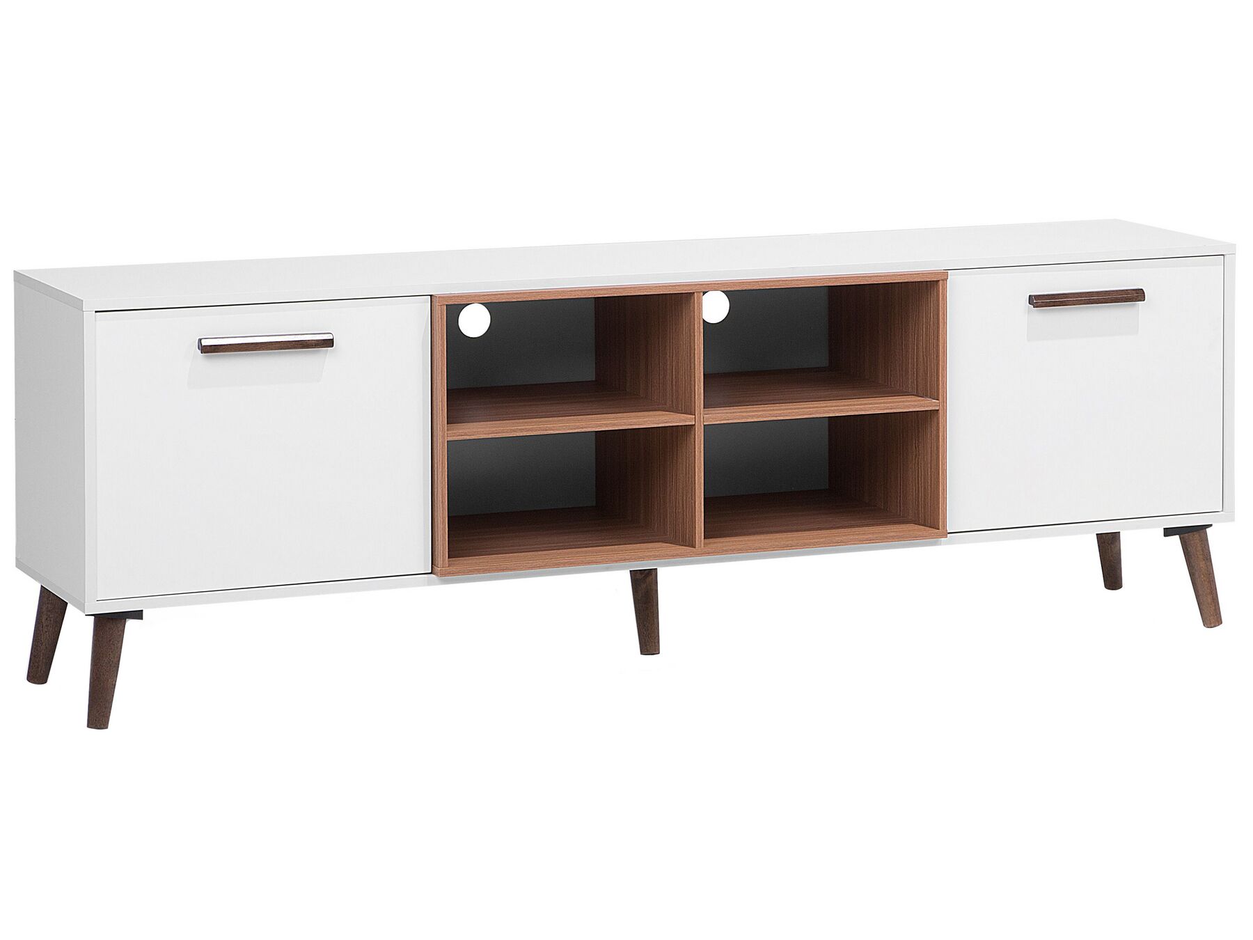 Modern Lowboard MDF Plate 2 Cabinets White/Brown Alloa -