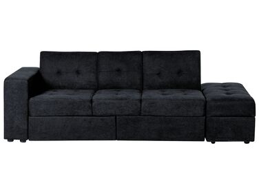 Canapé-lit modulable avec pouf noir FALSTER