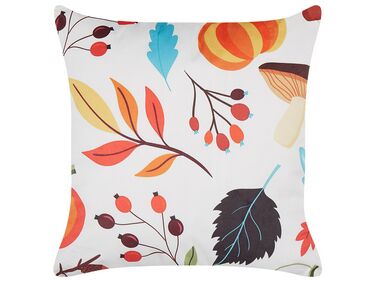 Velvet Cushion Autumn Motif 45 x 45 cm Off-White VISCARIA