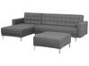 Right Hand Fabric Corner Sofa with Ottoman Grey ABERDEEN_715826