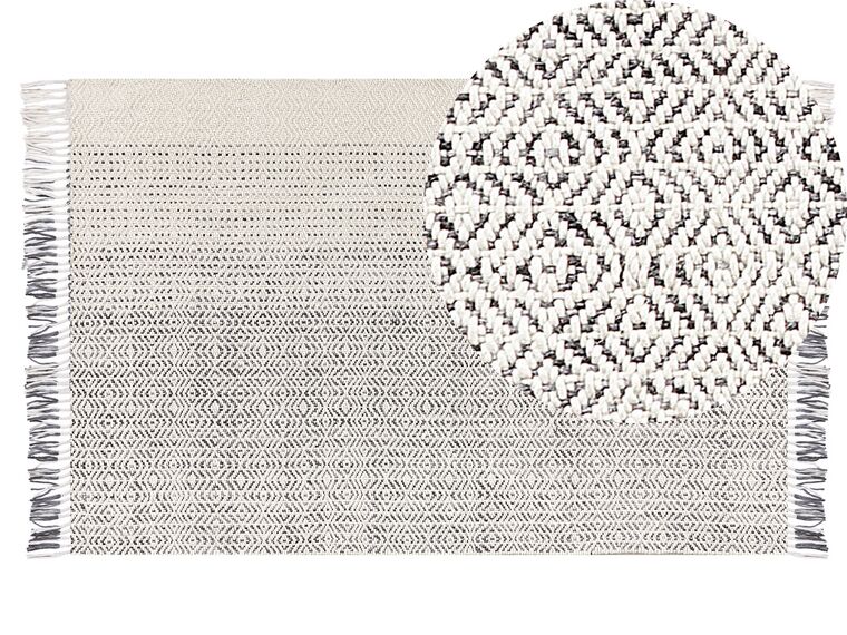 Wool Area Rug 140 x 200 cm White and Grey  OMERLI _852625