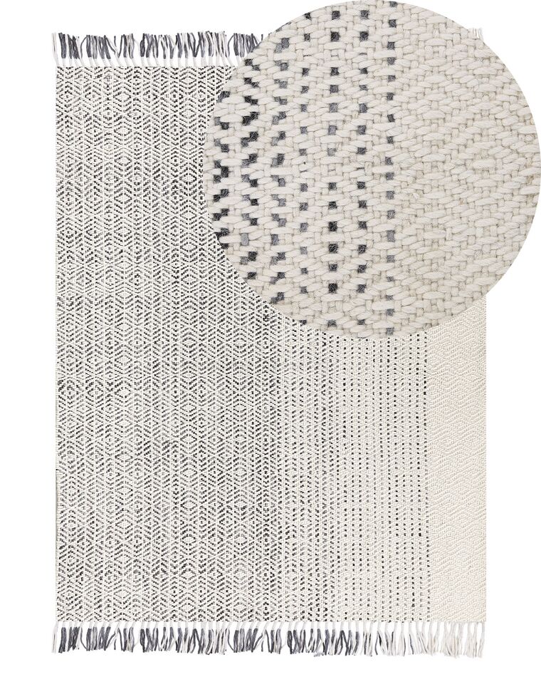 Alfombra de lana blanco/gris 140 x 200 cm OMERLI_852625