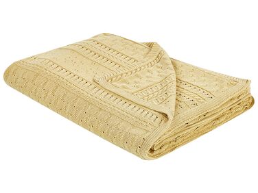 Cotton Bedspread 150 x 200 cm Yellow DAULET