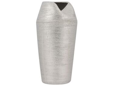 Dekoratívna kameninová váza 33 cm strieborná APAMEA