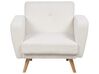 Ensemble canapés et fauteuil en tissu bouclé blanc 6 places avec pouf FLORLI_906092