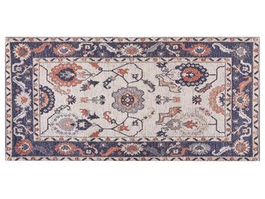 Teppich Baumwolle mehrfarbig 80 x 150 cm orientalisches Muster Kurzflor KABTA