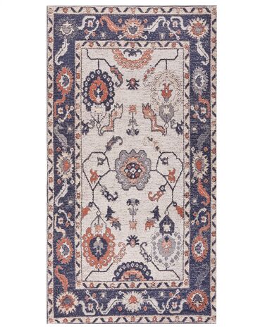 Teppich Baumwolle mehrfarbig 80 x 150 cm orientalisches Muster Kurzflor KABTA