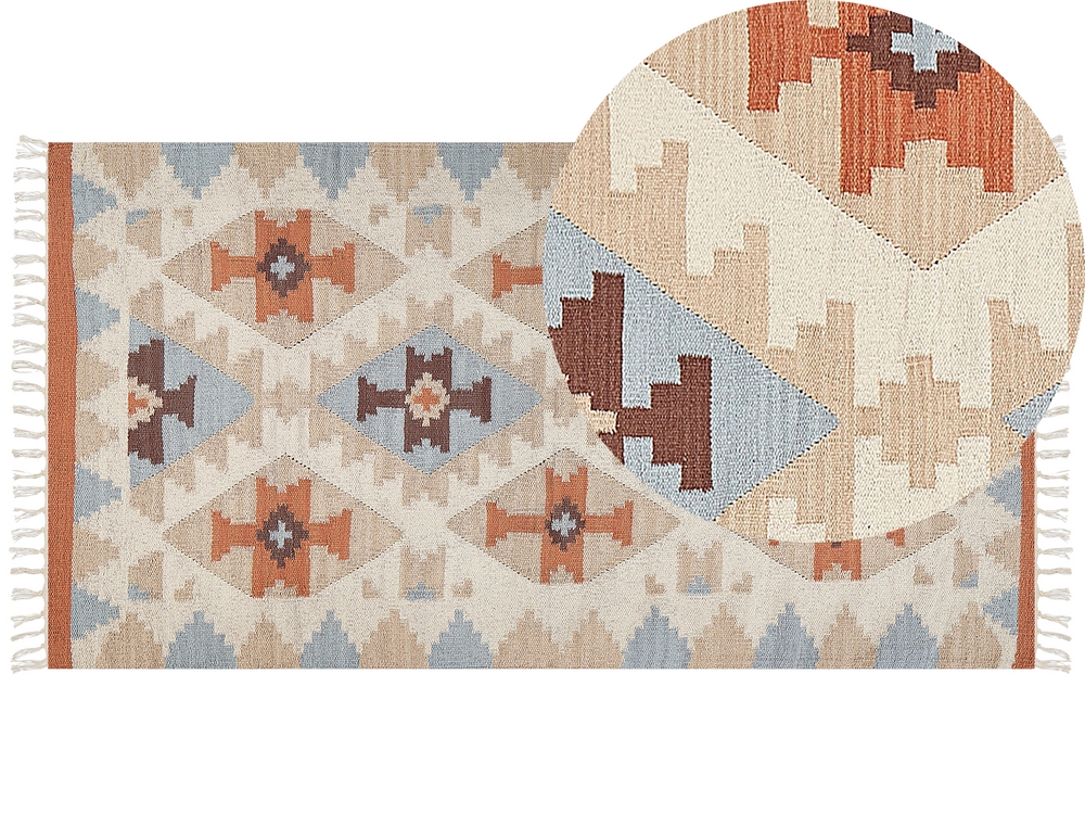 Baumwolle 80 150 Muster mehrfarbig Teppich cm DILIJAN geometrisches x Kurzflor Kelim