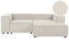 Left Hand 2 Seater Modular Corduroy Corner Sofa Off-White APRICA_907620