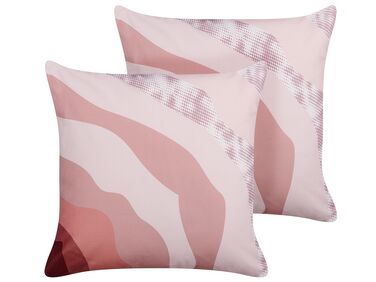 Set of 2 Outdoor Cushions Abstract Pattern 45 x 45 cm Pink CAMPEI