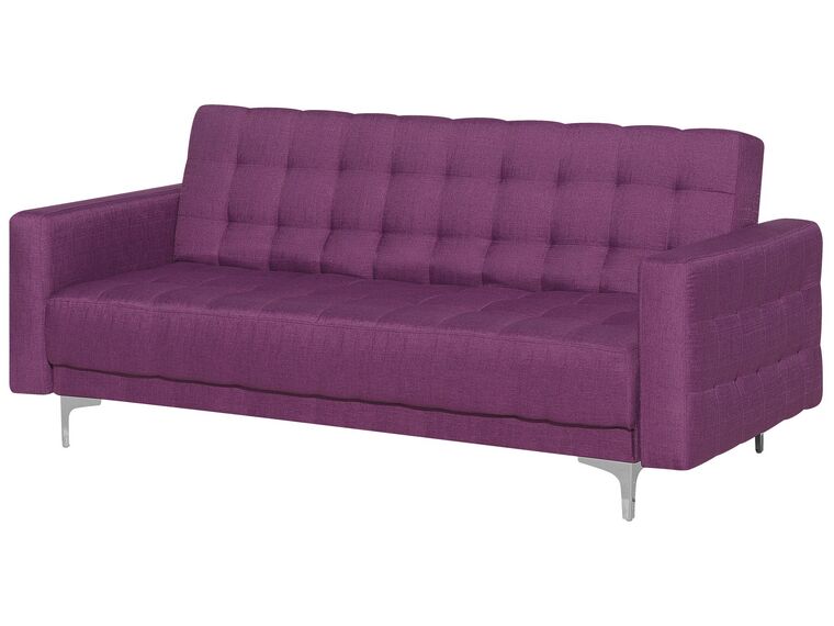 3 Seater Fabric Sofa Bed Purple ABERDEEN Beliani.co.uk