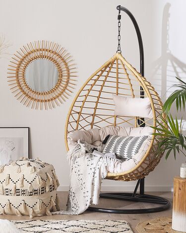 PE Rattan Hanging Chair with Stand Natural ARSITA
