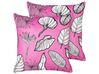 Conjunto 2 almofadas decorativas padrão folhas em veludo rosa 45 x 45 cm MALVA_915745