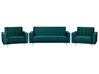 Conjunto de sofás reclináveis com 5 lugares em veludo azul esverdeado ABERDEEN_751972