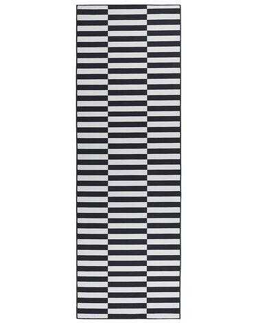Teppich schwarz / weiss 80 x 240 cm Streifenmuster Kurzflor PACODE