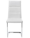 	Conjunto de 2 sillas de comedor de piel sintética blanco/plateado ROCKFORD_751522