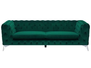 Soffa 3-sits sammet grön SOTRA