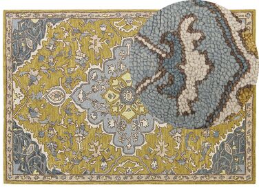 Vlnený koberec 160 x 230 cm žltá/modrá MUCUR