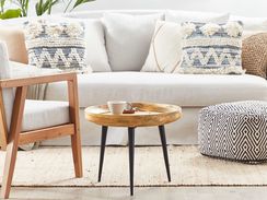 Sohvapöytä mangopuu vaalea puu/musta EDNA Sohvapöytä mangopuu vaalea puu/musta EDNA