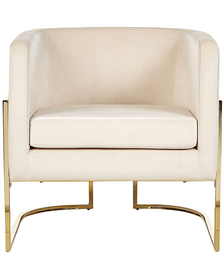 Velvet Armchair Beige SIRKKA Beliani.co.uk