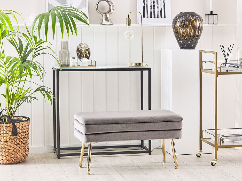 Bank mit Stauraum Samtstoff grau DURHAM | Beliani.cz