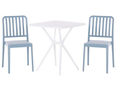Balkonset Kunststoff blau / weiß 2 Stühle SERSALE
