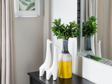 Dekorativ vase 36 cm gul/hvit/grå LARNACA