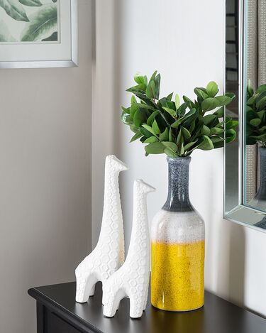 Dekorativ vase 36 cm gul/hvit/grå LARNACA