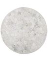 Dywan patchworkowy okrągły skórzany ⌀ 140 cm srebrny BOZKOY _787128