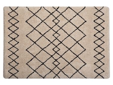 Béžový koberec s černým vzorem 140 x 200 cm HAVSA