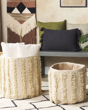 Set of 2 Cotton Baskets Beige KAKKI