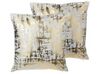 Conjunto de 2 almofadas decorativas branco e dourado 45 x 45 cm GARDENIA_770368