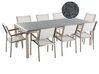 Gartenmöbel Set Granit grau poliert 220 x 100 cm 8-Sitzer Stühle Textilbespannung weiß GROSSETO_377773
