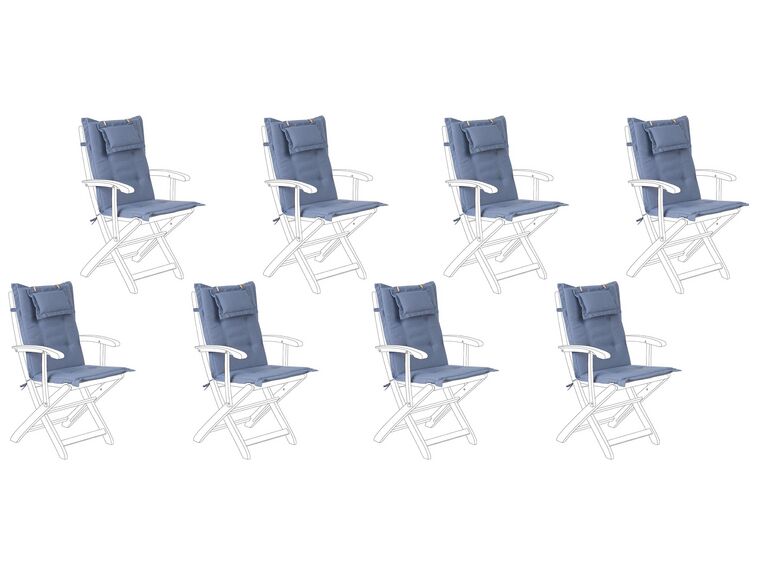 Set of 8 Outdoor Seat/Back Cushions Blue MAUI_767720