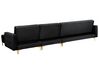 Left Hand Modular Velvet Sofa with Ottoman Black ABERDEEN_857600