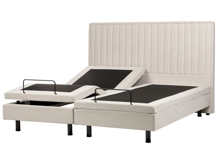 Fabric EU Super King Size Adjustable Bed Beige DUKE II_910557