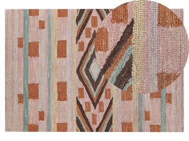 Alfombra de lana marrón/verde/naranja/rosa 140 x 200 cm YOMRA