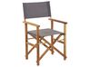 Set of 2 Acacia Folding Chairs and 2 Replacement Fabrics Light Wood with Grey / Geometric Pattern CINE_819440
