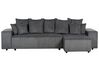 Left Hand Jumbo Cord Corner Sofa Bed with Storage Dark Grey LUSPA_898711