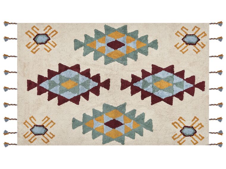 Teppich Baumwolle mehrfarbig 140 x 200 cm geometrisches Muster DUZCE_839449