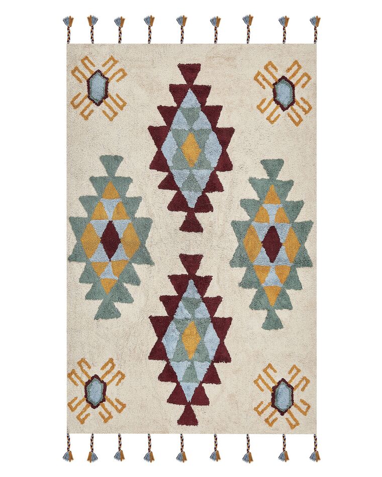 Teppich Baumwolle mehrfarbig 140 x 200 cm geometrisches Muster DUZCE_839449
